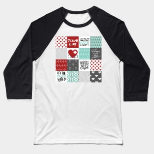 Copy of Nurse Patchwork - red/aqua Baseball T-Shirt